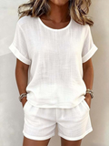 Casual Travel Crew-neck Two-piece Set