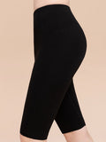 Women Winter Warm Pure Color High-Waist Short Leggings