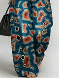 Women's Vintage Geometric Art Print Casual Fashion Cutout Jeans