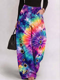 Women's Abstract Print High-waisted Wide-leg Jeans