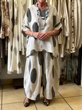 Elegant Artistic Polka-dot Cotton-linen Two-piece Set