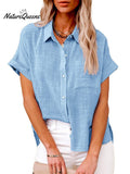 Women's Solid Color Button Down Short Sleeve Shirt
