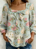 Women's Floral Art Print Casual Stylish Cotton Shirt