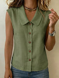 Women's lapel Sleeveless Cardigan Top
