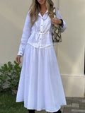 Women's Elegant Cotton-linen Shirt And Skirt Two-piece Set
