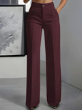 Women's High-waisted Elastic Straight-leg Suit Pants