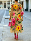 Women's Fashion Floral Art Print Casual Stylish Comfortable Dress