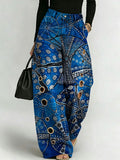 Women's Retro Pattern Printed Stylish Cutout Casual Denim Jeans