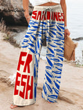 Women's Vintage Fish Sardines Art Print Cotton And Linen Casual Pants