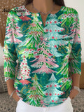 Beautiful And Colorful Winter Christmas Tree Painting Art Print Buttoned Cardigan Sweater