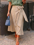 Women's High-waisted Loose-fit A-line Cotton-linen Skirt