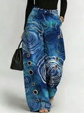 Women's Retro Pattern Printed Stylish Cutout Casual Denim Jeans