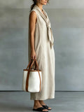 Women's Minimalist Cotton And Linen Sleeveless Dress