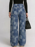 Women's Retro Patchwork Art Print Casual & Stylish Distressed Jeans