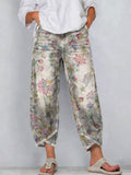 Women's Vintage Minimalist Contrasting Colors Pattern Art Prints Casual Denim Cotton Pants