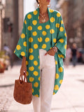 Brushstroke Polka Dot Cotton-linen Vest & Cardigan Two-piece Set