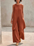 Women's Simple And Comfortable Cotton-linen Sleeveless Set