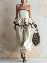 Women's Ruffled Art Stylish Casual Top And Pants Cotton Linen Two-piece Set