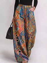 Women's Abstract Print High-waisted Wide-leg Jeans