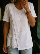 Stylish Casual Spliced lace Cotton T-shirt