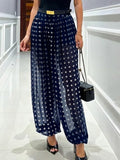 Stylish Polka-dot Sheer Harem Pants With Lining
