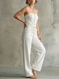 Women's Strapless Sleeveless Drawstring Jumpsuit