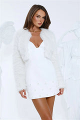 St Moritz Soir茅e Faux Fur Cropped Jacket Cream