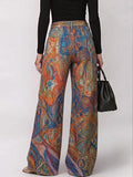 Women's Abstract Print High-waisted Wide-leg Jeans