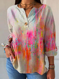 Women's Art Pattern Print Casual Cotton Linen Shirt