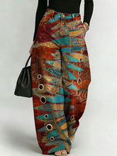 Women's Retro Fish Pattern Printed Stylish Cutout Casual Denim Jeans