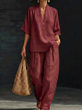 Casual And Cozy Minimalist Linen Two-piece Set