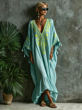 Bohemian-Print Loose and Cozy Linen-Cotton Dress