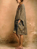 Women's Leopard Black Cat Print V-neck Pocket Dress