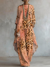 Elegant Artistic Leopard Print Two-piece Set