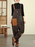 Women Vintage Patchwork Cotton Loose Denim Jumpsuits