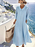 Women'S Casual Solid Color Hollow-Out Design Dress