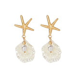 Starfish Imitation Pearl Shell Earrings