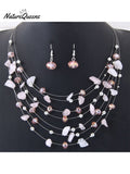 Bohemian Crystal Layered Necklace and Earrings Set