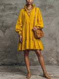 Loose-fit Casual Linen And Cotton Dress