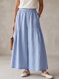Cozy Casual Pleated Cotton-linen Wide-leg Pants