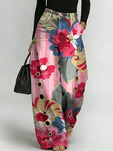 Women's Vintage Flower Print Casual Fashion Cutout Jeans