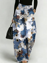 Colorful Speckle Decorative Pattern Women's Casual Denim Pants