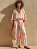 Cozy & Casual Vacation Striped Two-piece Set
