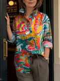 Women's Colorful Flowers Print Shirt