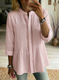 Casual Pleated Linen And Cotton Shirt