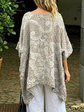 Women's Retro Floral Art Print Casual Cotton Long Shirt