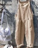 Strap Striped Jumpsuit Wide Leg Pants