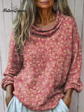 Women's Vintage Floral Art Print Casual Long Sleeve Comfortable Cotton Shirt