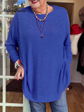 Button-back Crew Neck Top