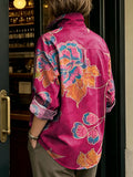 Women's Colorful Flowers Print Shirt